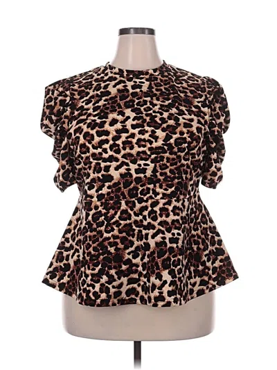 Pre-owned Shein Curve Short Sleeve Blouse In Brown