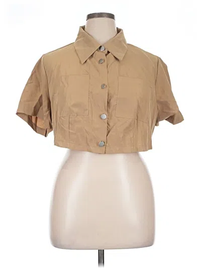 Pre-owned Shein Curve Short Sleeve Blouse In Brown