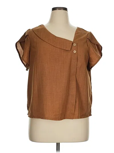 Pre-owned Shein Curve Short Sleeve Blouse In Brown