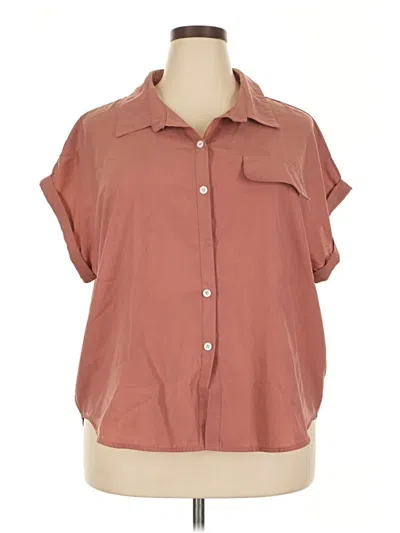 Pre-owned Shein Curve Short Sleeve Blouse In Brown