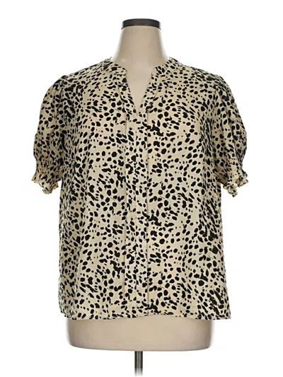Pre-owned Shein Curve Short Sleeve Blouse In Brown