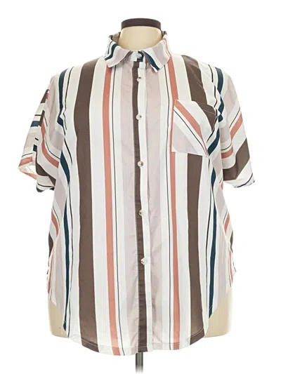 Pre-owned Shein Curve Short Sleeve Blouse In Brown