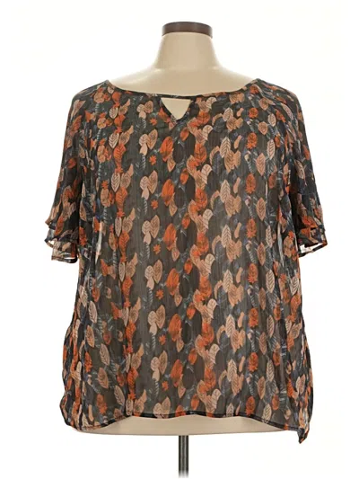 Pre-owned Shein Curve Short Sleeve Blouse In Brown