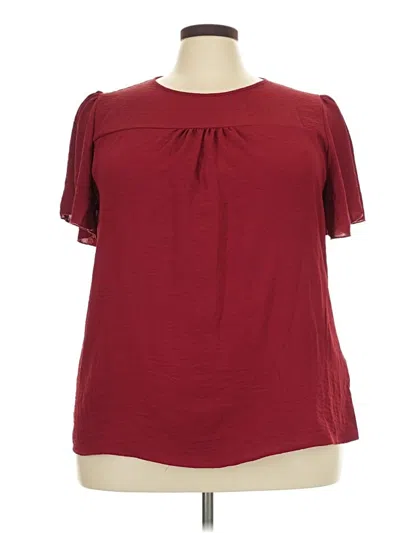 Pre-owned Shein Curve Short Sleeve Blouse In Burgundy