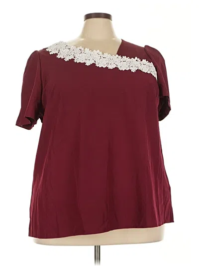 Pre-owned Shein Curve Short Sleeve Blouse In Burgundy