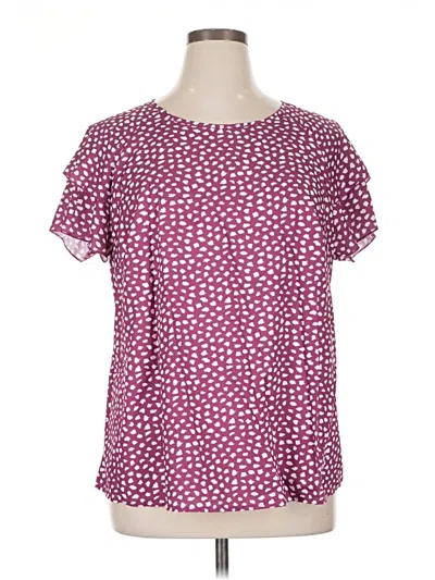 Pre-owned Shein Curve Short Sleeve Blouse In Burgundy