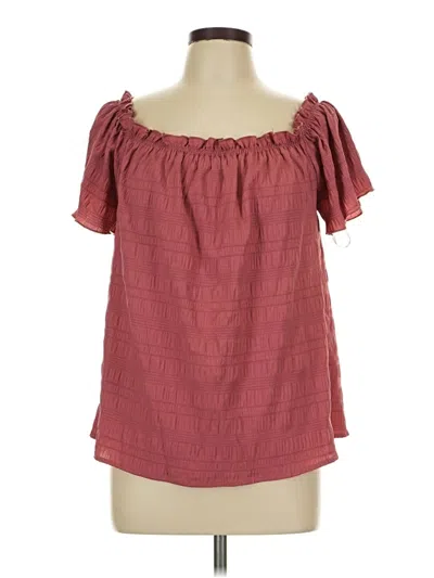 Pre-owned Shein Curve Short Sleeve Blouse In Burgundy