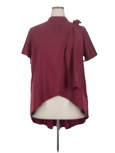 Pre-owned Shein Curve Short Sleeve Blouse In Burgundy
