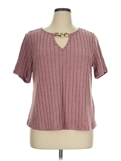 Pre-owned Shein Curve Short Sleeve Blouse In Burgundy