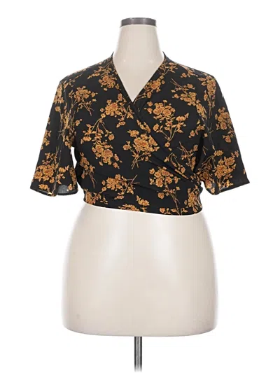 Pre-owned Shein Curve Short Sleeve Blouse In Gold