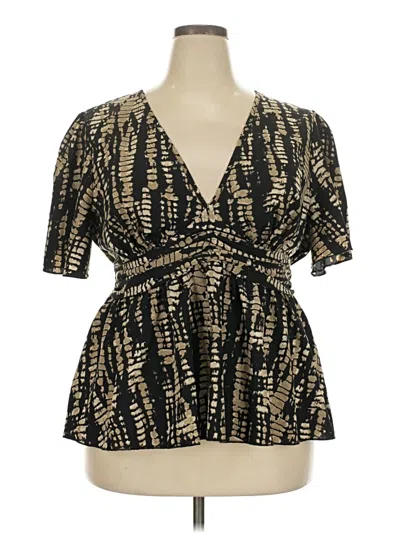 Pre-owned Shein Curve Short Sleeve Blouse In Gold