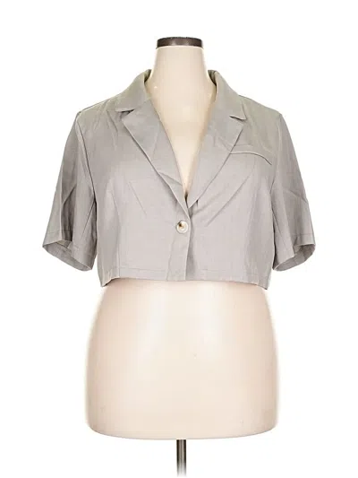 Pre-owned Shein Curve Short Sleeve Blouse In Gray