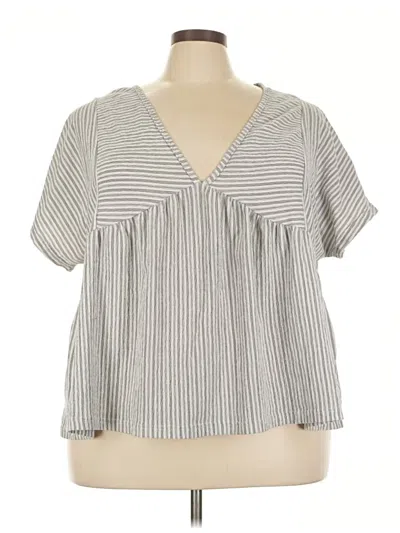 Pre-owned Shein Curve Short Sleeve Blouse In Gray