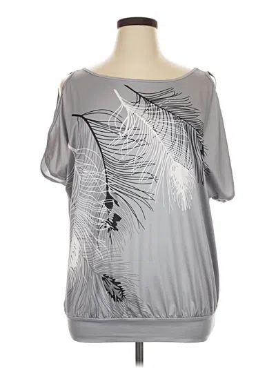 Pre-owned Shein Curve Short Sleeve Blouse In Gray