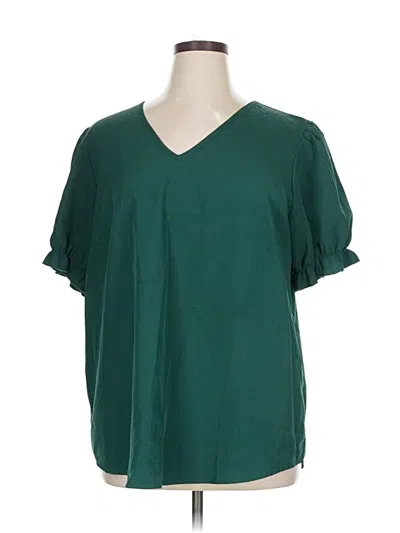 Pre-owned Shein Curve Short Sleeve Blouse In Green