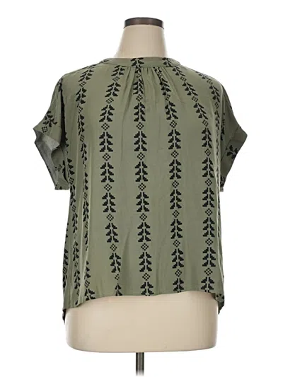 Pre-owned Shein Curve Short Sleeve Blouse In Green
