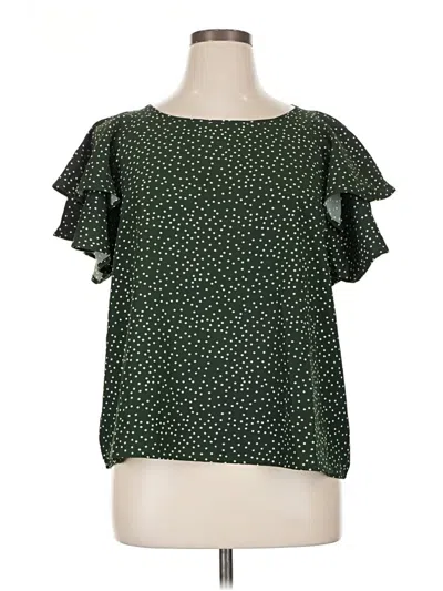 Pre-owned Shein Curve Short Sleeve Blouse In Green