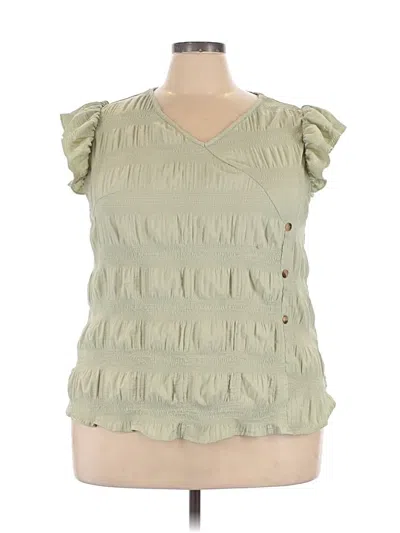 Pre-owned Shein Curve Short Sleeve Blouse In Green