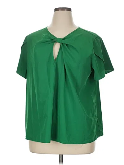 Pre-owned Shein Curve Short Sleeve Blouse In Green