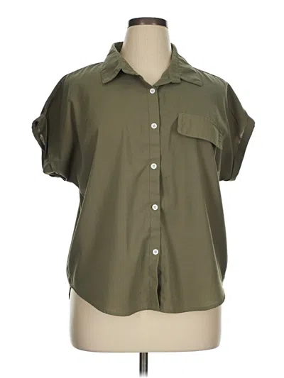 Pre-owned Shein Curve Short Sleeve Blouse In Green