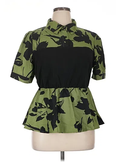 Pre-owned Shein Curve Short Sleeve Blouse In Green