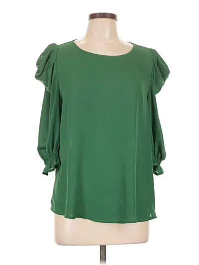 Pre-owned Shein Curve Short Sleeve Blouse In Green