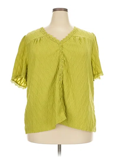 Pre-owned Shein Curve Short Sleeve Blouse In Green