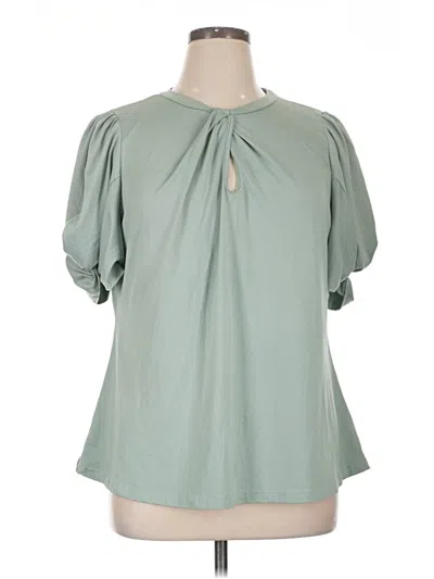 Pre-owned Shein Curve Short Sleeve Blouse In Green