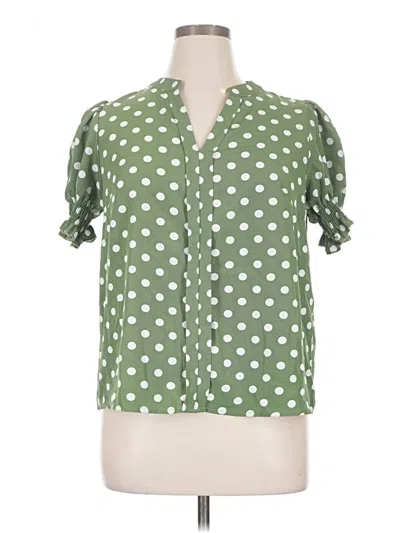 Pre-owned Shein Curve Short Sleeve Blouse In Green