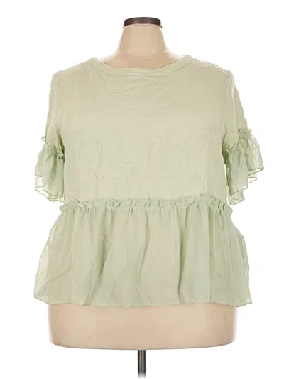 Pre-owned Shein Curve Short Sleeve Blouse In Green