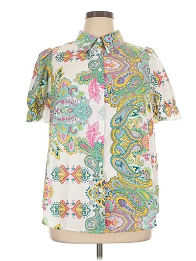 Pre-owned Shein Curve Short Sleeve Blouse In Green