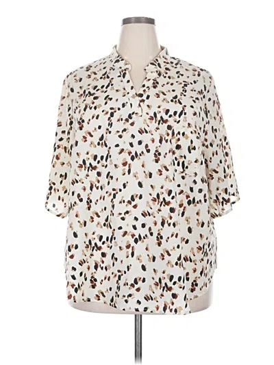 Pre-owned Shein Curve Short Sleeve Blouse In Ivory