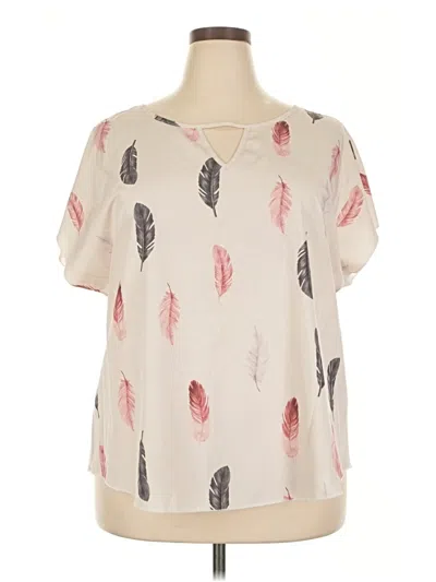 Pre-owned Shein Curve Short Sleeve Blouse In Ivory
