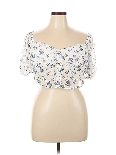 Pre-owned Shein Curve Short Sleeve Blouse In Ivory