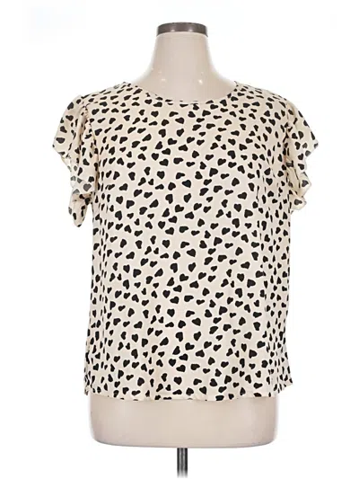 Pre-owned Shein Curve Short Sleeve Blouse In Ivory