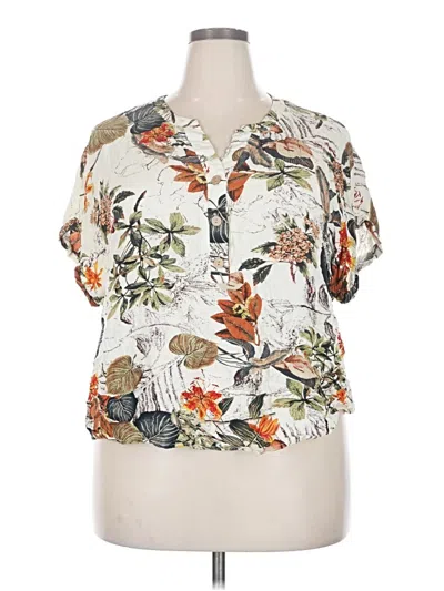 Pre-owned Shein Curve Short Sleeve Blouse In Ivory