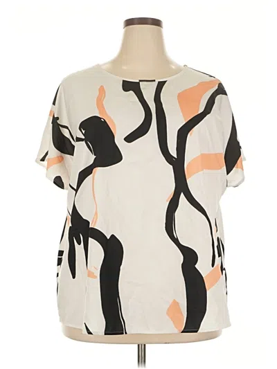 Pre-owned Shein Curve Short Sleeve Blouse In Ivory