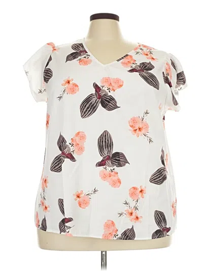Pre-owned Shein Curve Short Sleeve Blouse In Ivory