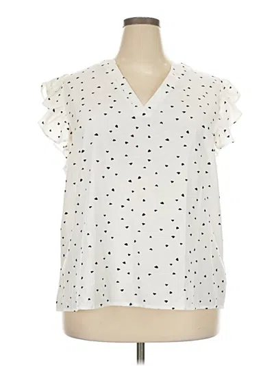 Pre-owned Shein Curve Short Sleeve Blouse In Ivory