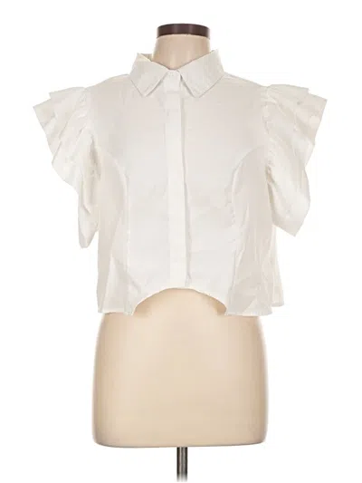 Pre-owned Shein Curve Short Sleeve Blouse In Ivory