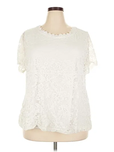 Pre-owned Shein Curve Short Sleeve Blouse In Ivory