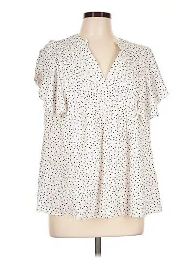Pre-owned Shein Curve Short Sleeve Blouse In Ivory