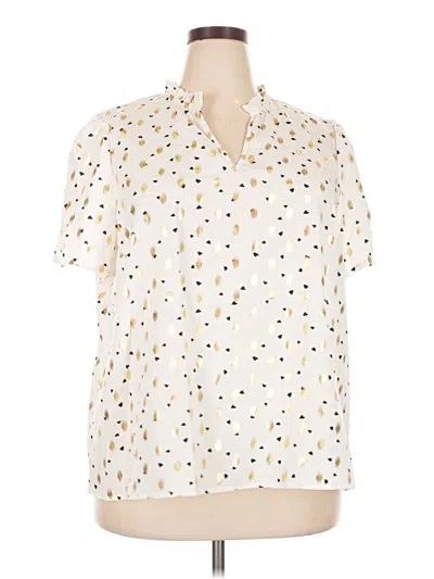 Pre-owned Shein Curve Short Sleeve Blouse In Ivory