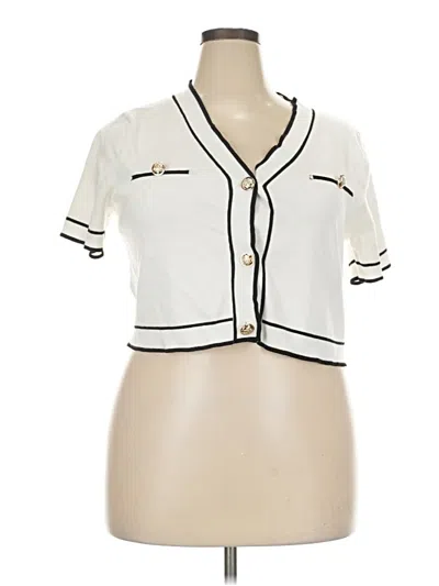 Pre-owned Shein Curve Short Sleeve Blouse In Ivory