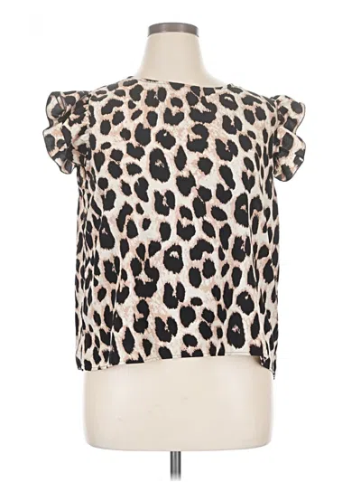 Pre-owned Shein Curve Short Sleeve Blouse In Ivory