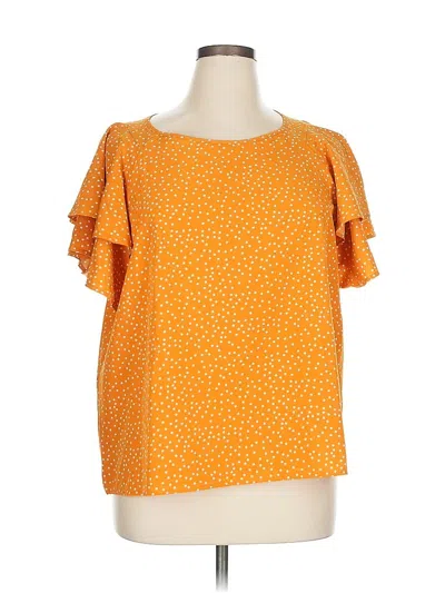 Pre-owned Shein Curve Short Sleeve Blouse In Orange