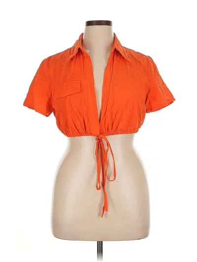 Pre-owned Shein Curve Short Sleeve Blouse In Orange