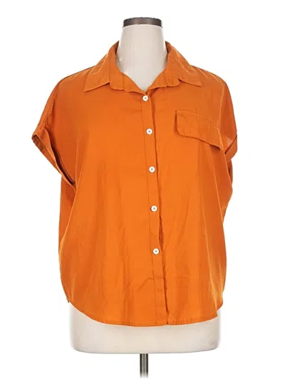 Pre-owned Shein Curve Short Sleeve Blouse In Orange