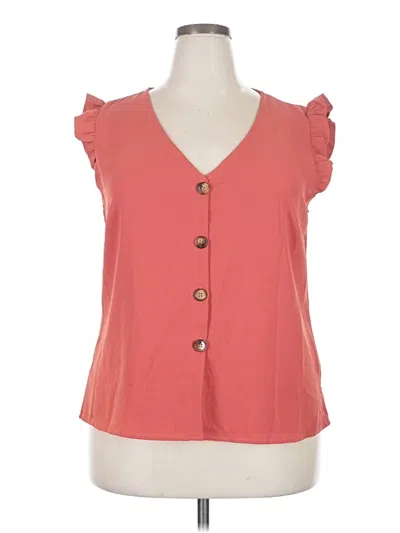 Pre-owned Shein Curve Short Sleeve Blouse In Orange