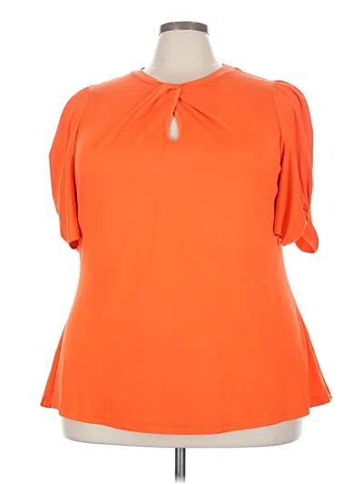 Pre-owned Shein Curve Short Sleeve Blouse In Orange